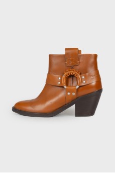 Leather light brown cossacks