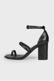 Black leather sandals