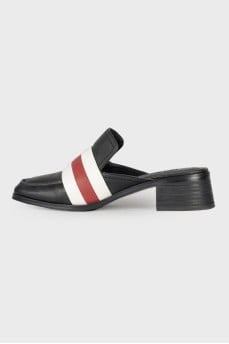 Leather mules with block heels