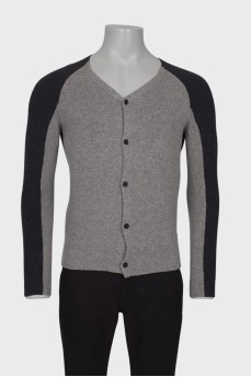 Men's gray wool cardigan