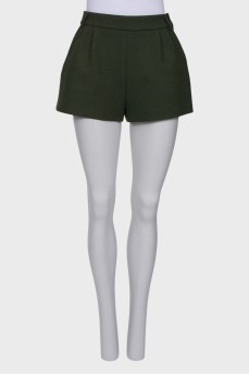 Green wool shorts