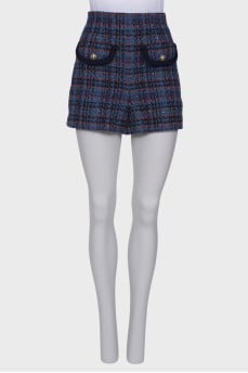 High waist tweed shorts