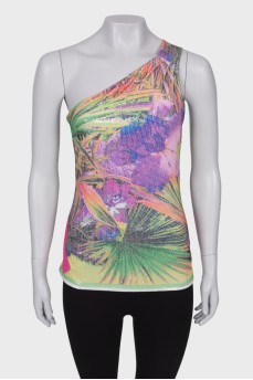 Top with sequins on one shoulder