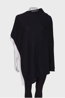 Black asymmetrical poncho