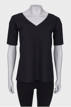 Black open back blouse