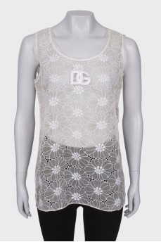 Translucent top with flowers