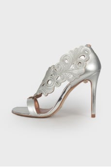 Silver heeled sandals