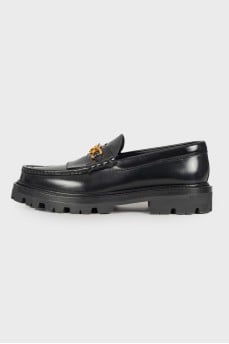 Leather loafers with gold-tone hardware