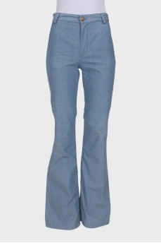 High waisted blue trousers