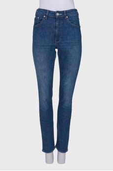 High rise blue jeans