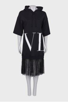 Black dress with lace hem