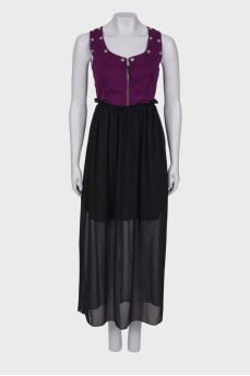 Two tone dress with silver hardware