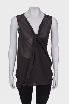 Draped translucent tank top