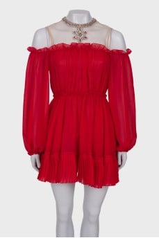 Decorated pleated dress