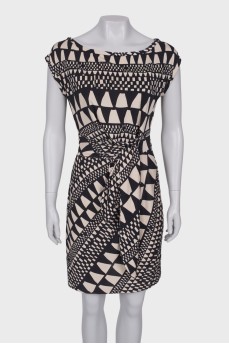 Tie-up print dress 