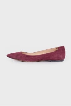 Suede ballet flats with pointed toe
