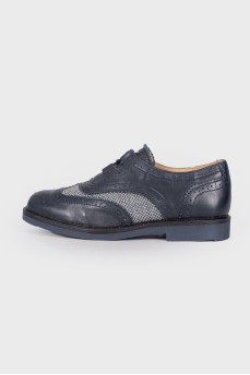 Dark blue leather oxford shoes
