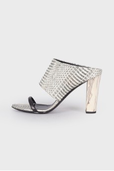 Animal embossed leather sandals