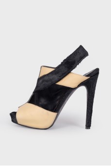 Pony leather sandals