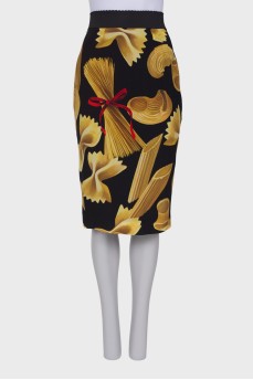 Straight silk skirt