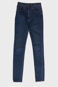 High rise blue jeans