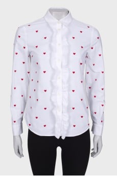 Blouse with hearts and ruffles