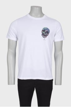 Men's white printed T-shirt