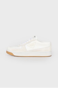 Combined leather sneakers