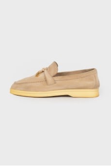 Beige suede loafers