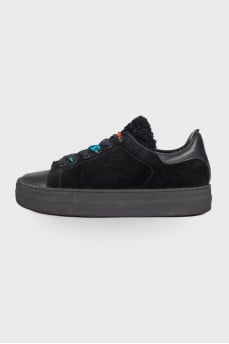 Black lace-up sneakers