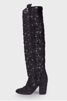 Lace textile boots