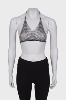 Mesh top with rhinestones