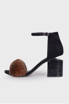 Abby Fur Tilt-Heel sandals