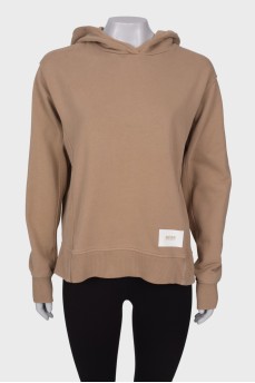 Beige hoodie with brand logo