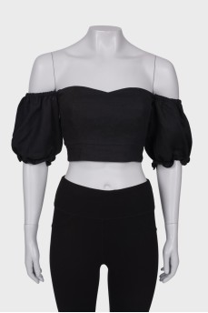 Linen top with lantern sleeve