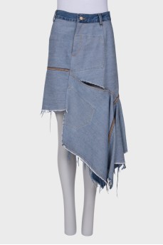 Denim asymmetric skirt "reverse side"