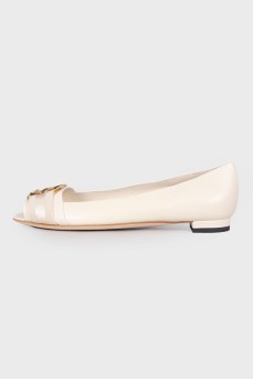 Open toe leather ballerina shoes