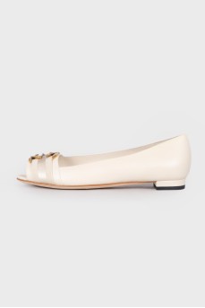 Open toe leather ballerinas