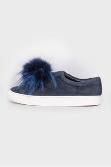 Dark blue embellished sneakers