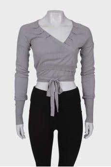 Gray wrap top