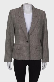 Wool jacket with glen weave