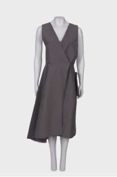 Gray wrap dress with pocket