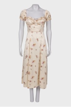 Beige dress with ruffles