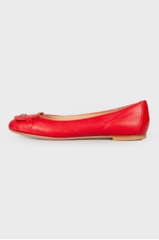 Red leather ballerina shoes