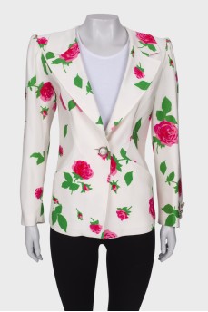 White blazer in floral print