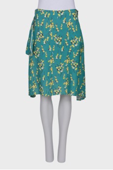 Green print skirt