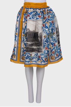 Silk midi skirt