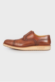 Brown leather brogues for men