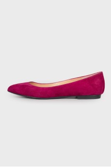 Raspberry suede ballerinas