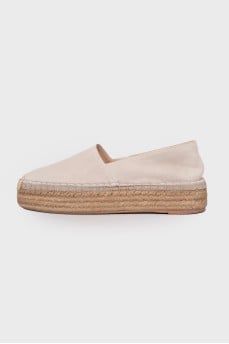 Suede espadrilles with rhinestones